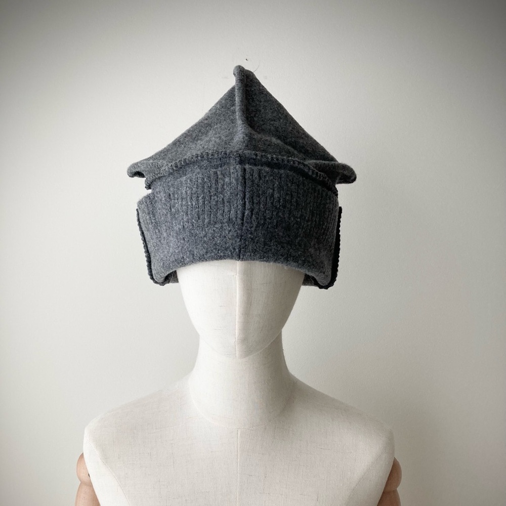 joodito origami crown wool sweater hat bucket beanie cloche docker cap dark gray - Picture 2 of 10